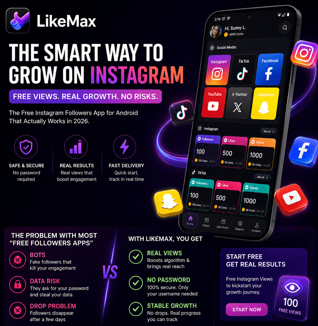 Illustration showing free instagram followers app workflow