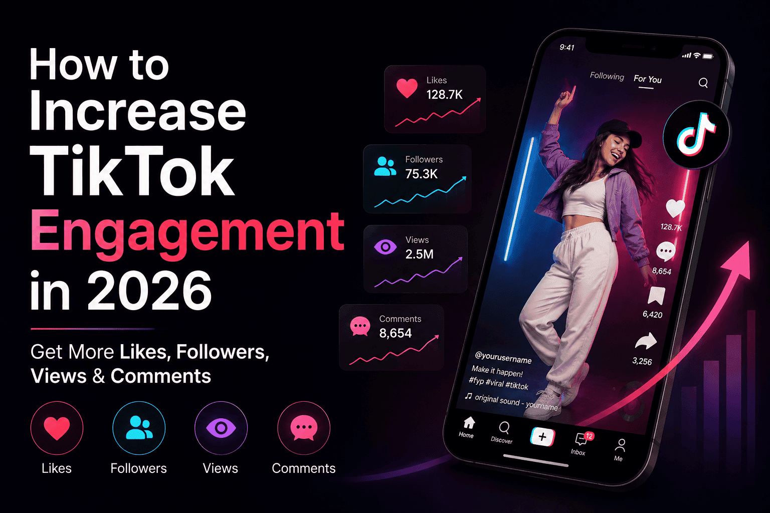 How to increase TikTok engagement with more likes, views, comments, and followers
