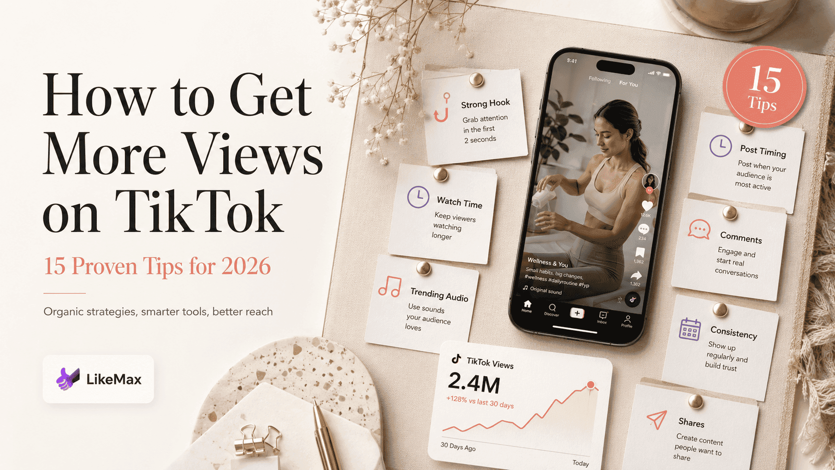 How to get more views on TikTok - 15 proven tips infographic