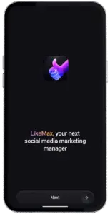 LikeMax app interface showing how to get followers for Instagram free safely