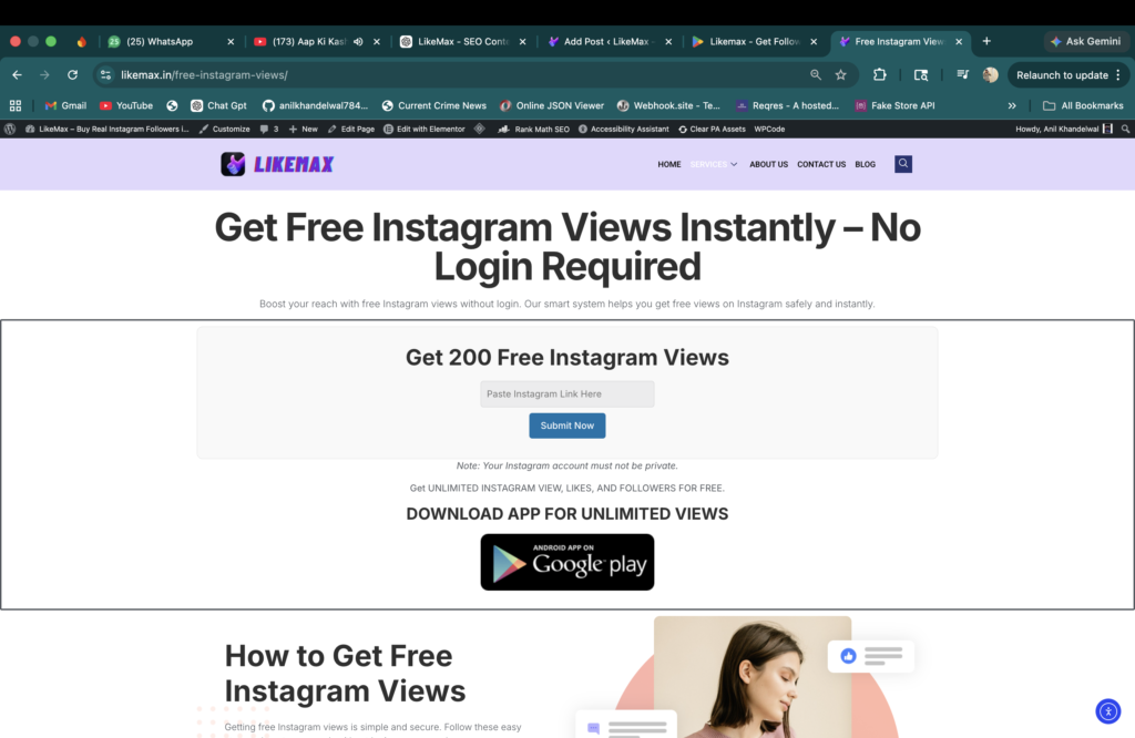 free instagram views